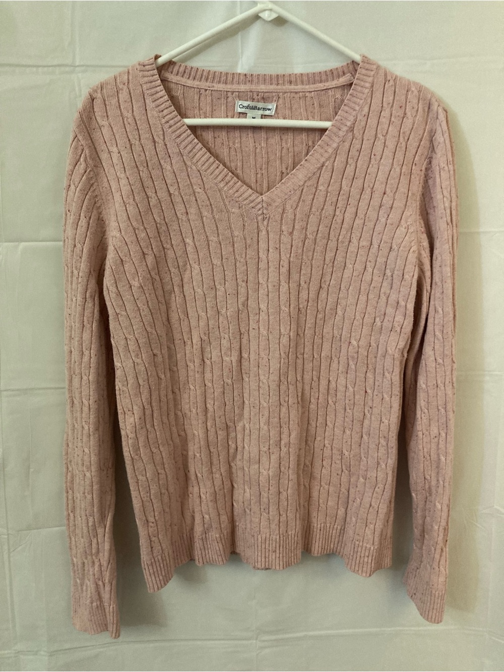 Croft & Barrow Dusty Pink V-Neck Cable Knit Sweater